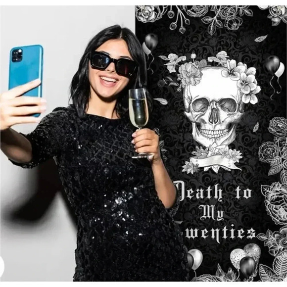 NWOT "Death to My Twenties" Door Banner Backdrop RIP Party Photo Prop - Picture 2 of 6
